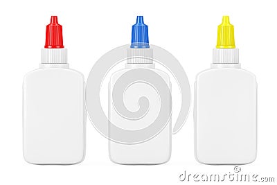 White Glue Bottle with Copy Space and Spreader Cap. 3d Renderin Stock Photo