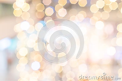 Gold bokeh background. Abstract glitter festive blur lights. Soft yellow christmas backdrop. Stock Photo