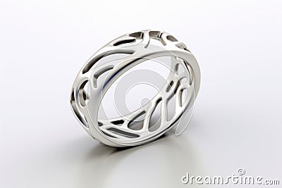 A White Gold Band With A Oval On A White Background Stock Photo