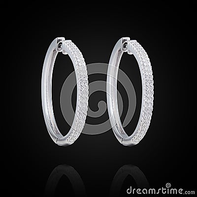 White gold earrings Stock Photo