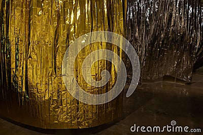 White and gold film curtain 1 Stock Photo