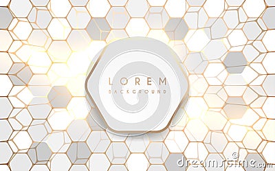 White and gold hexagonal background Stock Photo