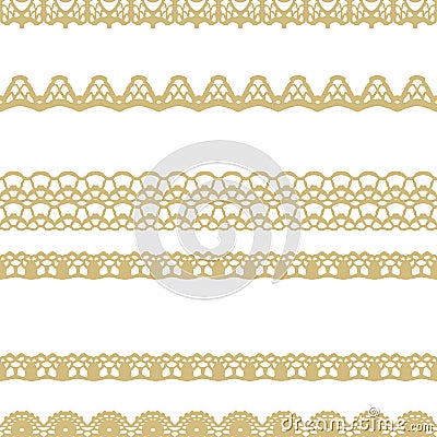 White and gold lace seamless stripes pattern. Vector Illustration