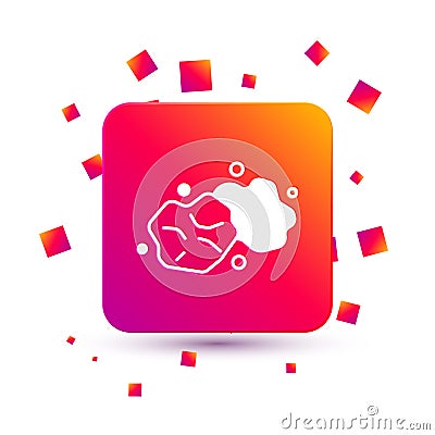 White Gold nugget icon isolated on white background. Mineral boulder. Square color button. Vector Stock Photo