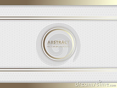 White and gold royal abstract background with a circle and gold frames. Vector Illustration