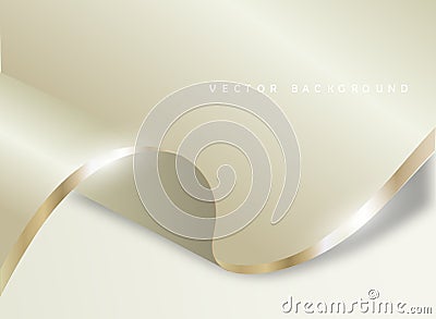 White and gold textile background.Luxury backdrop with wave strip in dark style. Vector Illustration