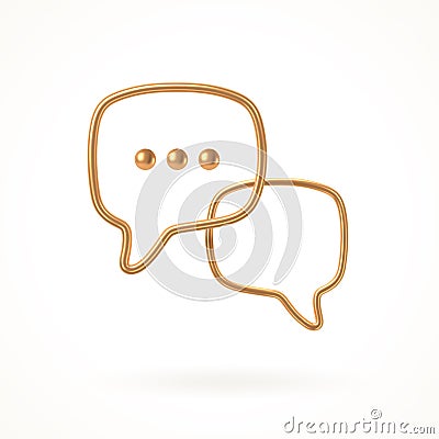 White and golden speech bubble. Dialogue concept design. Vector. Vector Illustration