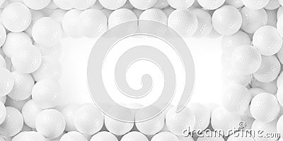 White golf ball border or frame over white background with copy space top view from above Cartoon Illustration