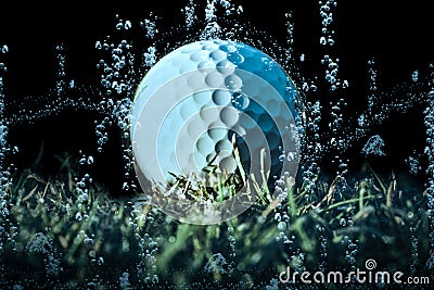 White Golf ball submerged under water Stock Photo