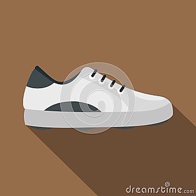 White golf shoe icon, flat style Vector Illustration