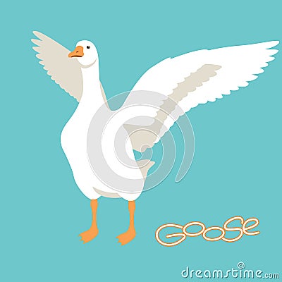 Goose vector illustration flat style front side Vector Illustration