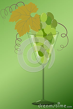 White grapes in glass Vector Illustration