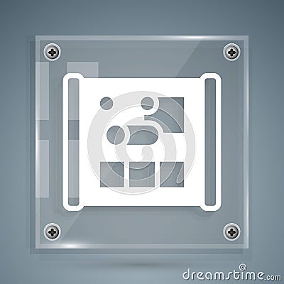 White Graphing paper for engineering icon isolated on grey background. Square glass panels. Vector Stock Photo
