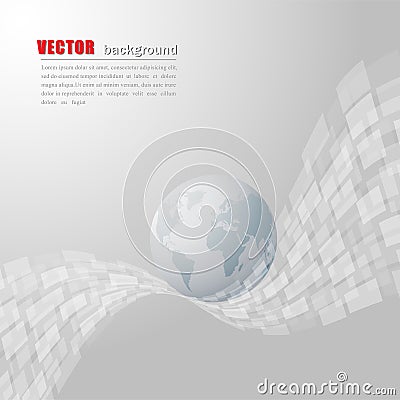 White and gray background with world map Vector Illustration