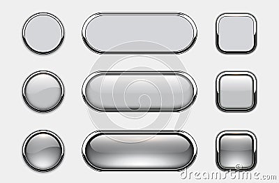 White gray buttons for user interface Vector Illustration