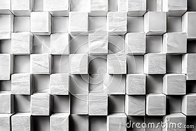 White and gray grunge squares pattern abstract background. Generative AI Stock Photo