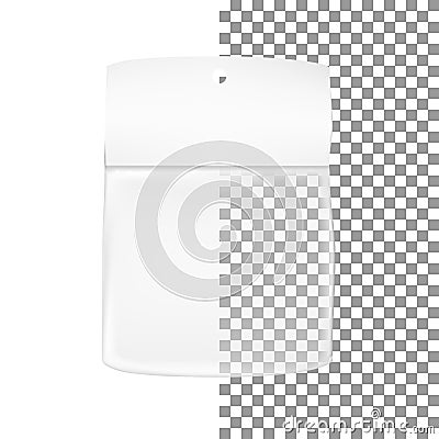 White gray transparent empty packaging plastic bag with hanging hole Vector Illustration