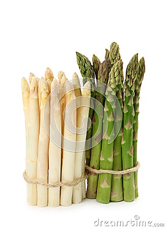 White and green asparagus Stock Photo