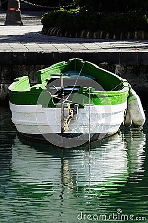 White and green boat Stock Photo