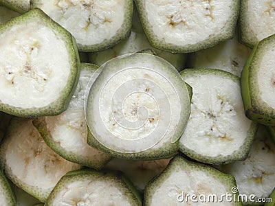 Sliced cut cooking plantain banana Stock Photo