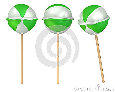 White and green delicious lollipop Cartoon Illustration