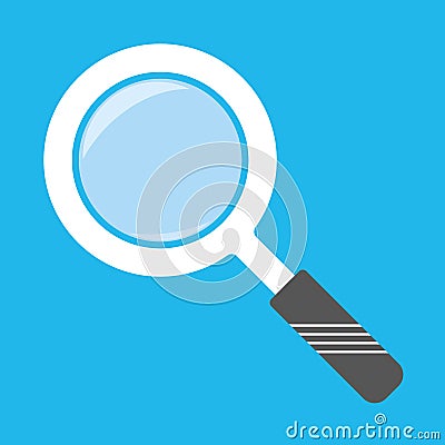 White and grey color flat style magnifying magnifier search symbol. search magnifying loupe on blue white background vector esp10 Vector Illustration