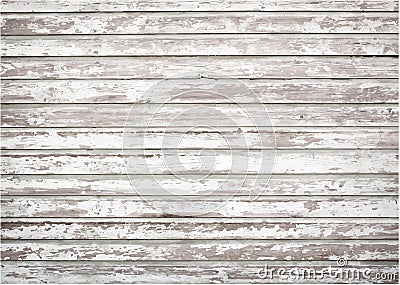 White, grey grunge wooden wall texture, old Vector Illustration