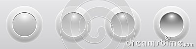 White grey shiny buttons for user interface, simple 3D modern design for mobile, web, social media, business. Minimal style UI Vector Illustration