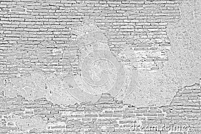 White grunge brick wall and cracked cement Stock Photo