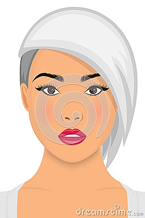 White hair, beautiful woman. beauty face eps vector Vector Illustration