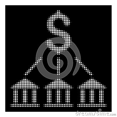 White Halftone Bank Association Icon Vector Illustration