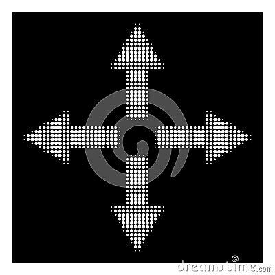 White Halftone Expand Arrows Icon Vector Illustration