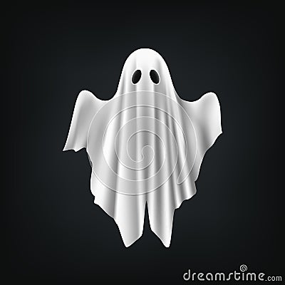 White Halloween spooky ghost, spirit or poltergeist Vector Illustration