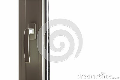 White handle on a new plastic window in renovated house Stock Photo