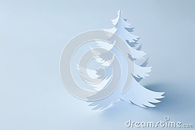 White Handmade Paper Christmas Tree - horizontal Stock Photo