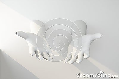 White hands stretched out of the wall Stock Photo
