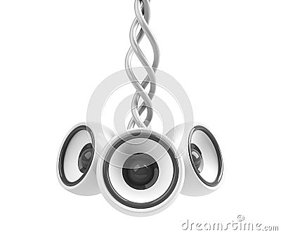 White hanging audio system isolated Stock Photo