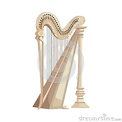 white harp musical instrument string Vector Illustration