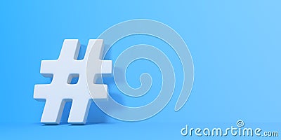 White hashtag symbol on a blue background Cartoon Illustration