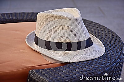White Hat on a Table Stock Photo
