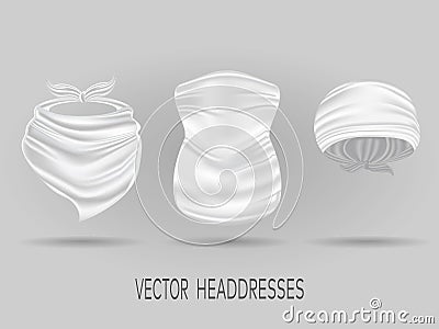 White head bandanas, neck scarf and buff. realistic vector Vector Illustration