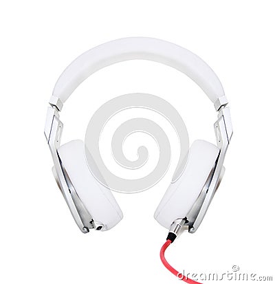 White Headphones on a white background Stock Photo