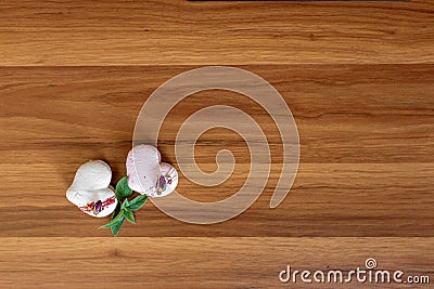 Beautiful tender delicious pastries on a wood brown background. Stock Photo