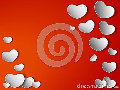 White hearts on red background Vector Illustration