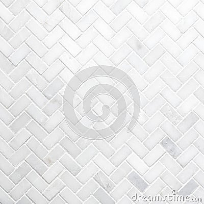 White Herringbone Marble Mosaic Wall Texture Stock Photo