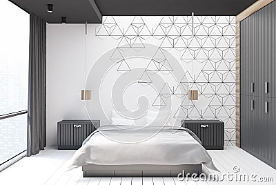 White hexagon bedroom interior Stock Photo