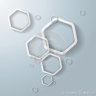 White Hexagon Ring Bubbles Vector Illustration