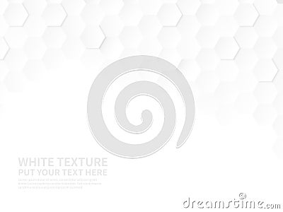 White hexagons. Technologic hexagonal pattern, geometric honeycomb gradient wallpaper, 3d paper style abstract Vector Illustration