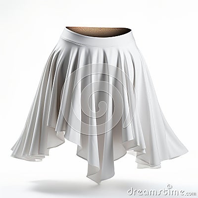 White High Asymmetric Skirt: A Stunning Piece Of Fashion Cartoon Illustration