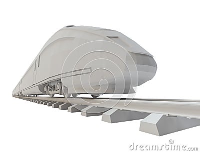 White high-speed train Cartoon Illustration